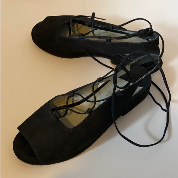 Browns peep toe lace up flats - Picture 3 of 5